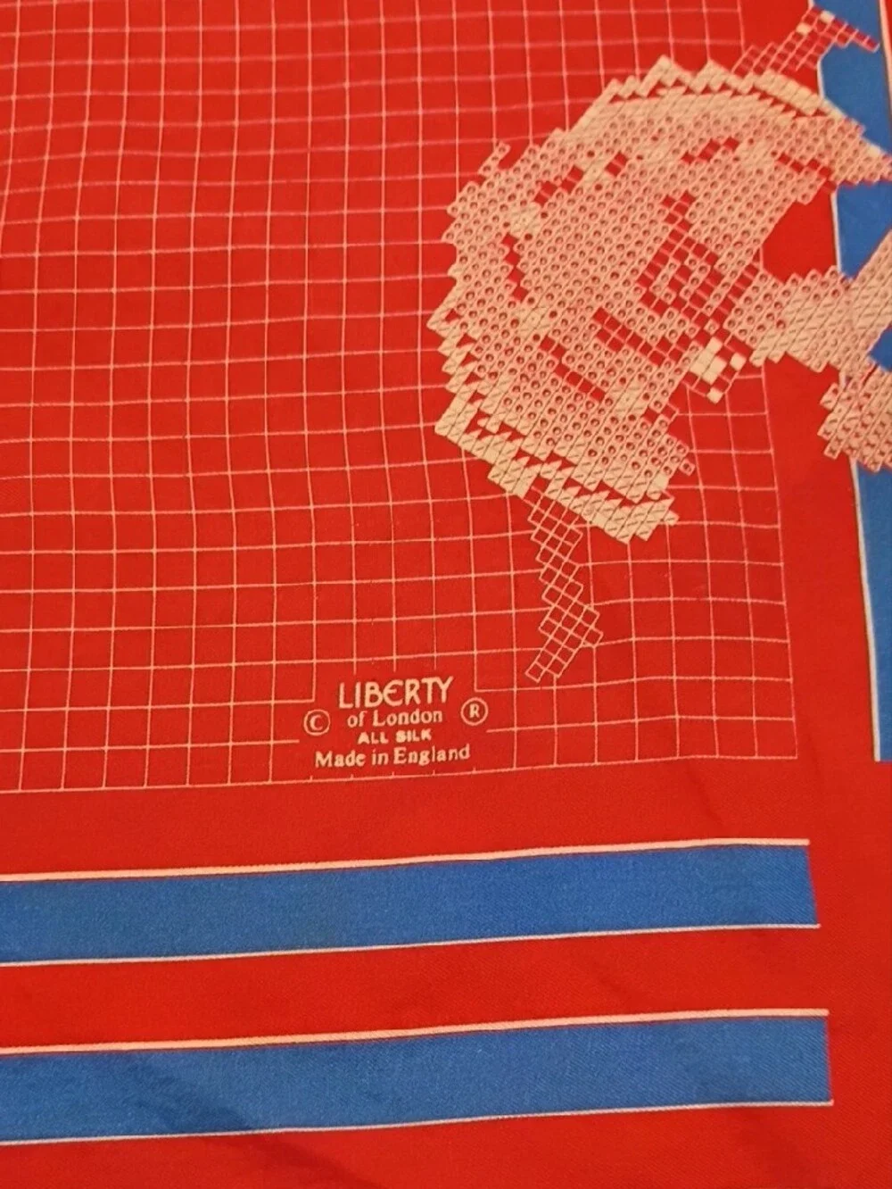 ❤️VTG LIBERTY OF LONDON ALL SILK Ballet Theme Red White Blue Scarf